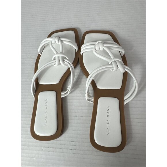 Azalea Wang Women's 8 Stetson White Slip On Square Toe Knot Sandals New 0188 - Picture 3 of 15